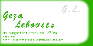 geza lebovits business card